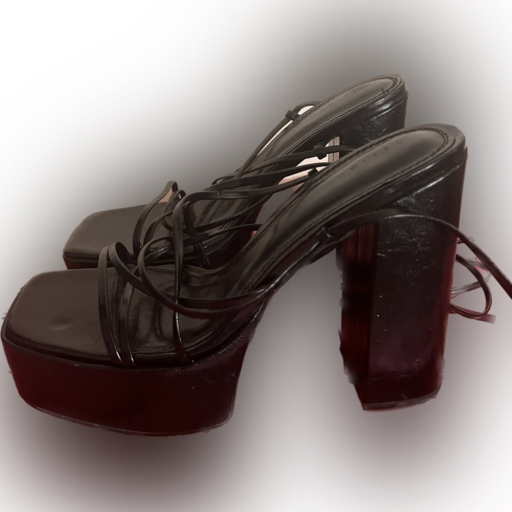 Asos Black Wrap Around Platform Heels Size 10